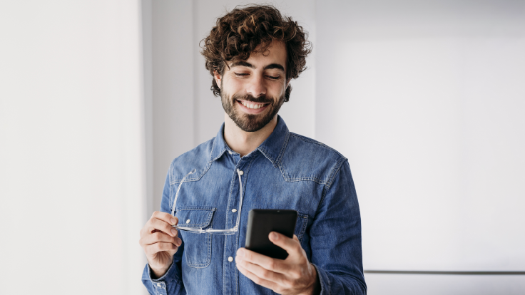 Man looking at cellphone