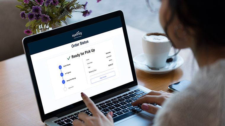 Order status check on a desktop screen